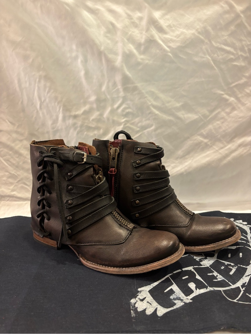 Freebird by Steven Dark “Black” Brown Leather Limerick Ankle Boots
